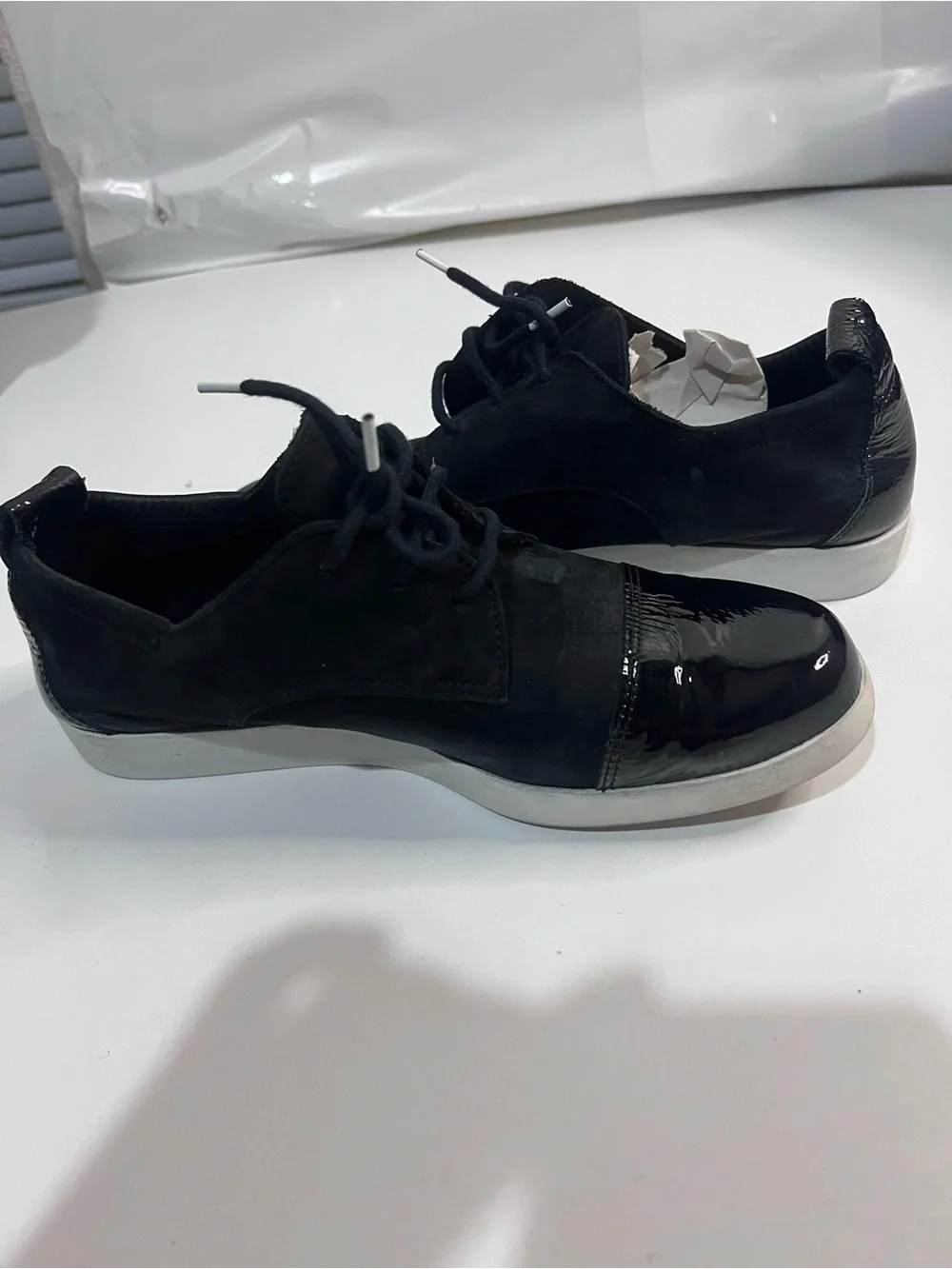 Arche Black Lace-Up Sneakers with Patent Toe Cap
